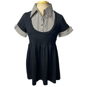 Healthy Karen Women Collared Diamond Buttons Mini Dress Size S/M